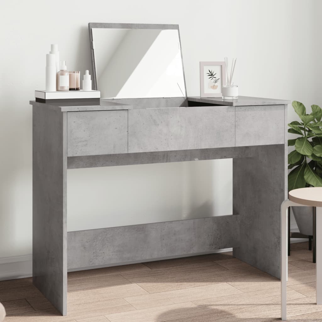 Dressing Table with Mirror Concrete Grey 100x45x76 cm - Decor Base