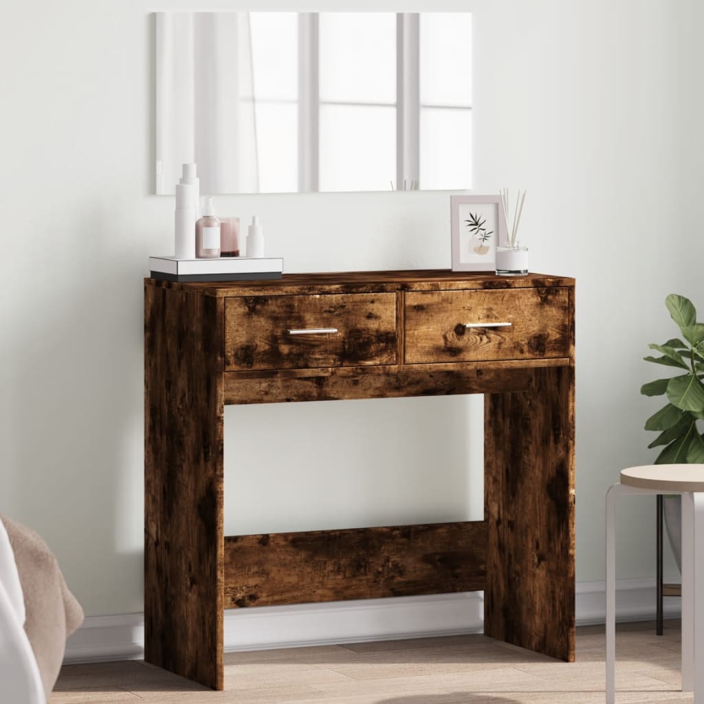 Dressing Table with Mirror Smoked Oak 80x39x80 cm - Brittle & Co