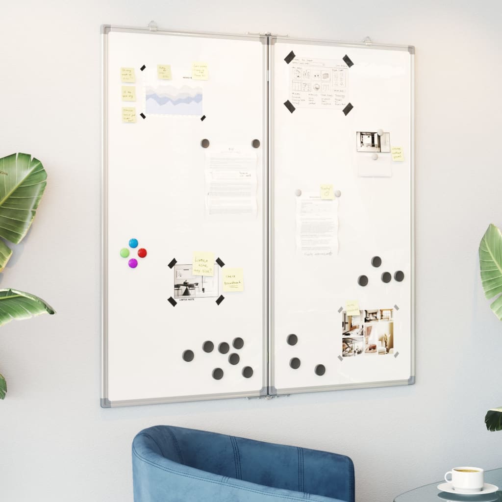 Magnetic Whiteboard Foldable 100x100x1.7 cm Aluminium - Direct Imports