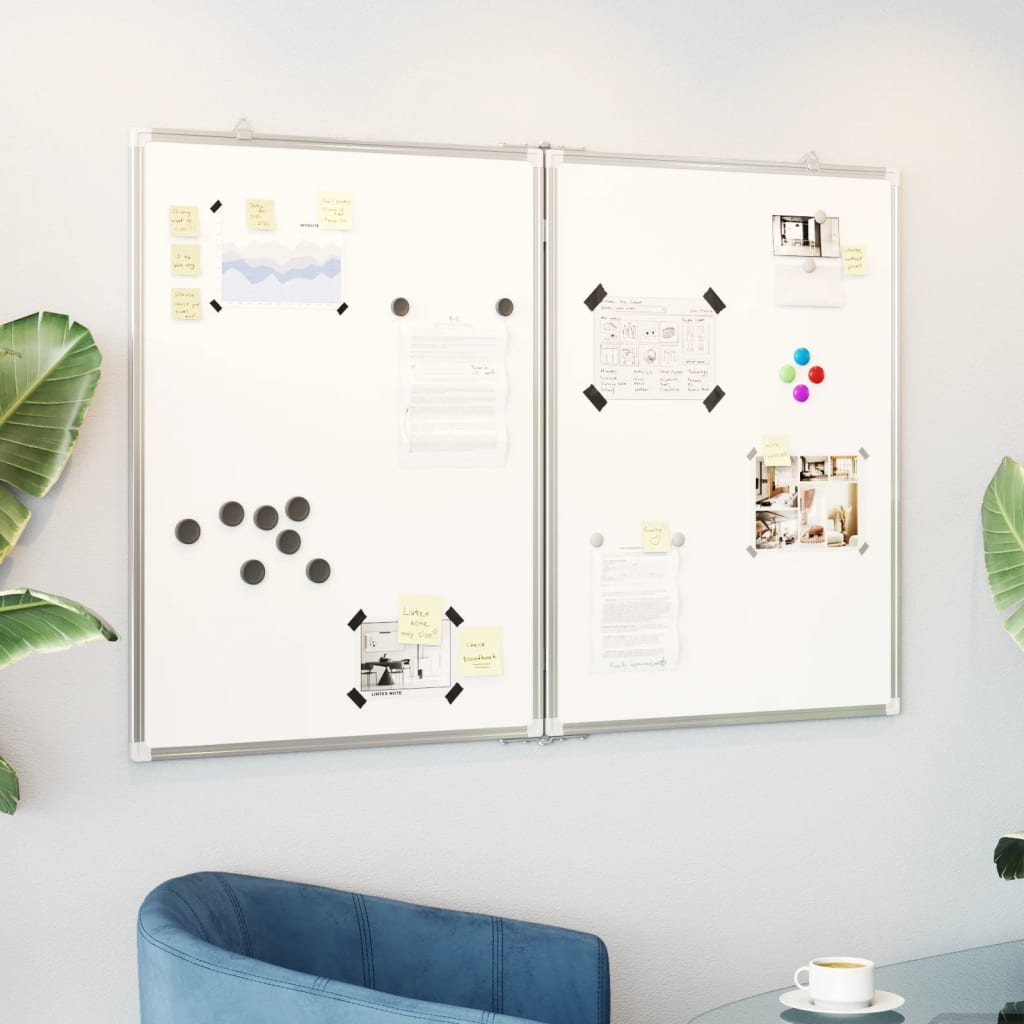 Magnetic Whiteboard Foldable 120x80x1.7 cm Aluminium - vid-4005356 - Merkel Designers