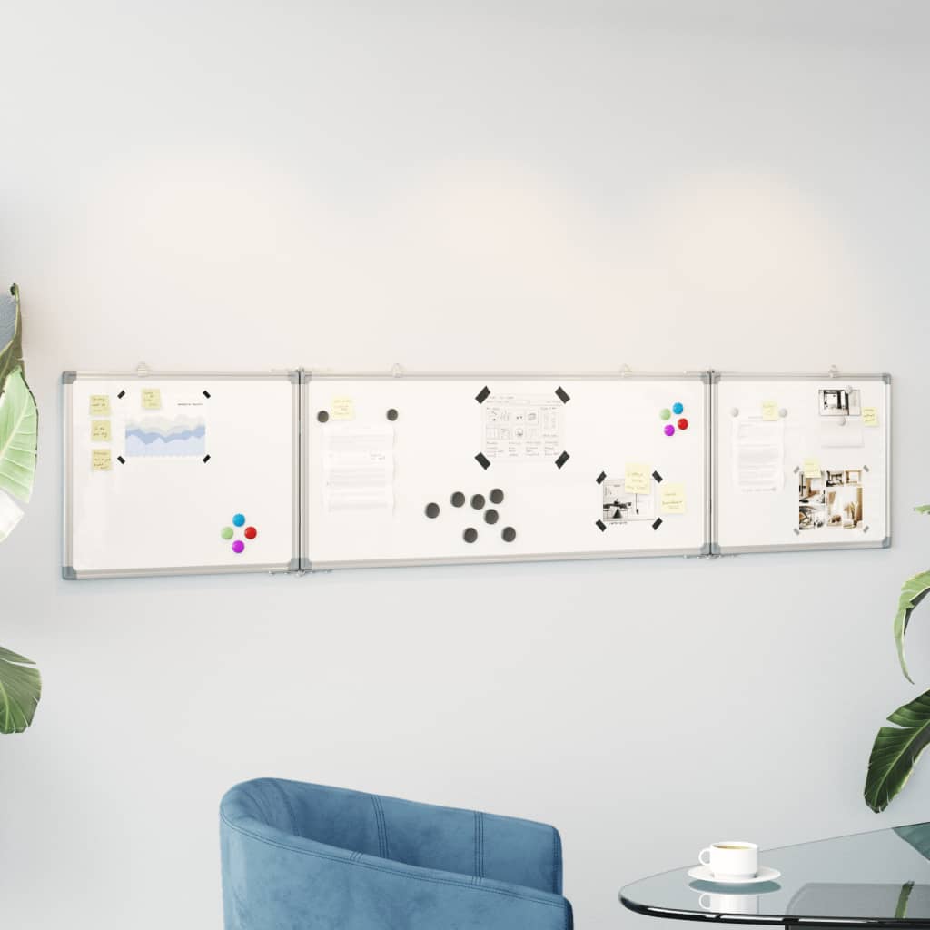 Magnetic Whiteboard Foldable 200x40x1.7 cm Aluminium - All Things Good
