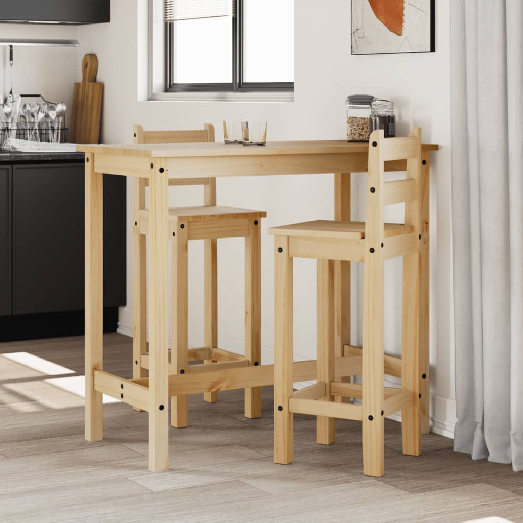 3 Piece Bar Set Solid Wood Pine - Charlotte Dunes