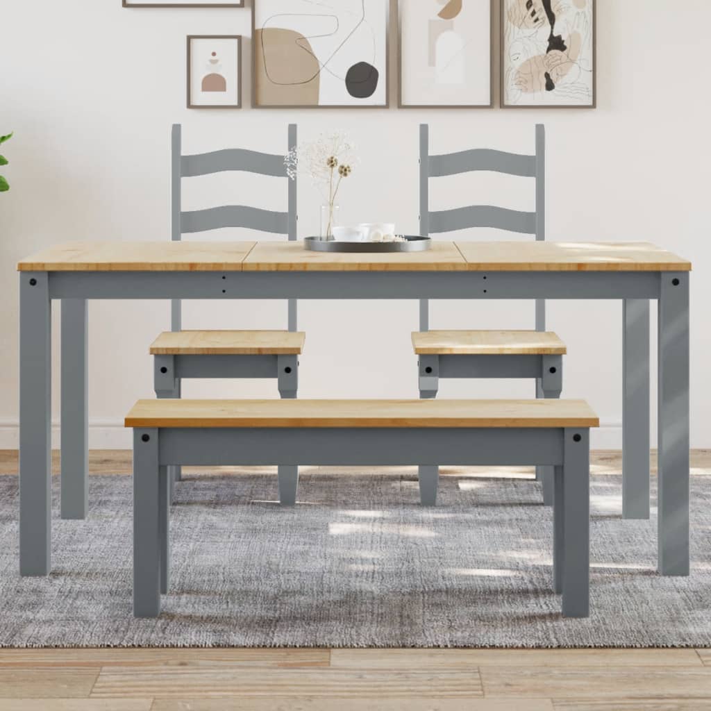Dining Table Panama Grey 160x80x75 cm Solid Wood Pine - Decor Base