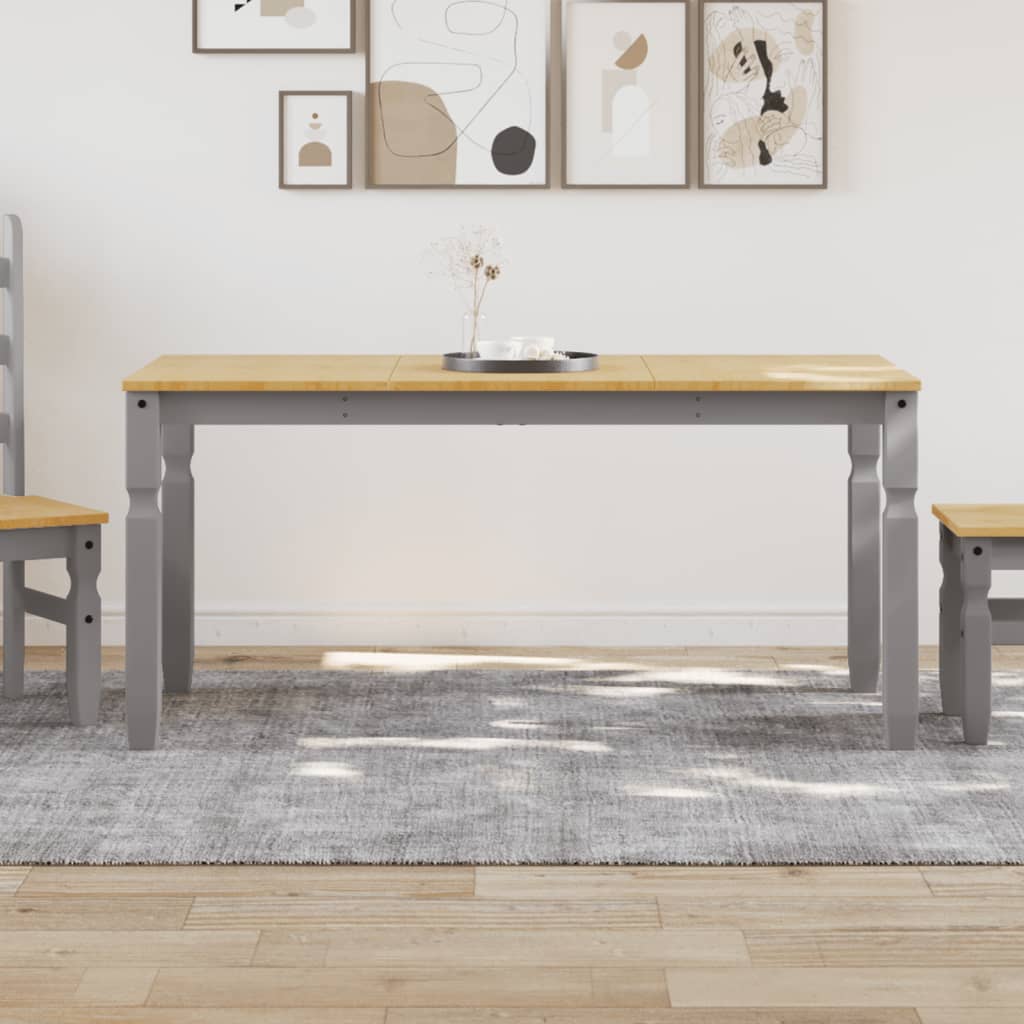 Dining Table Corona Grey 160x80x75 cm Solid Wood Pine - Decor Base