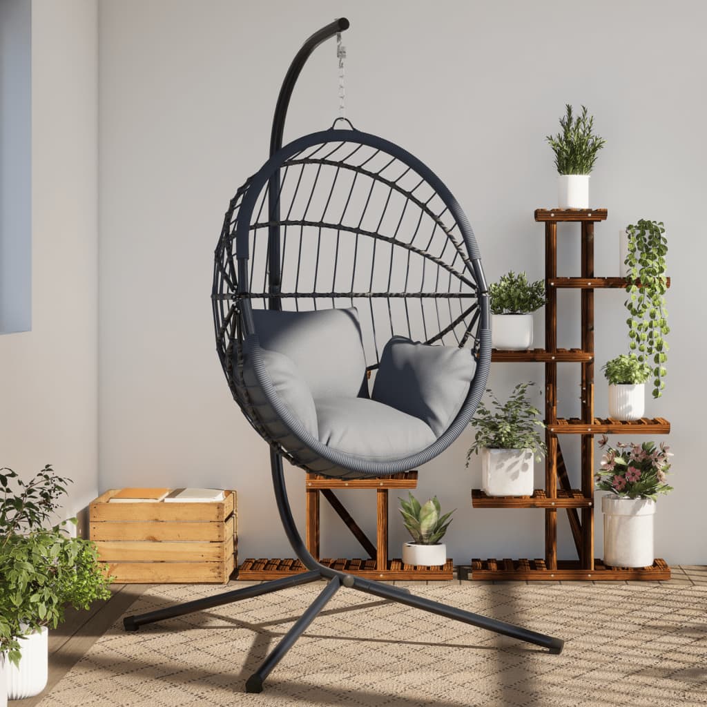 Hanging Egg Chair Stand Black Steel - Charlotte Dunes