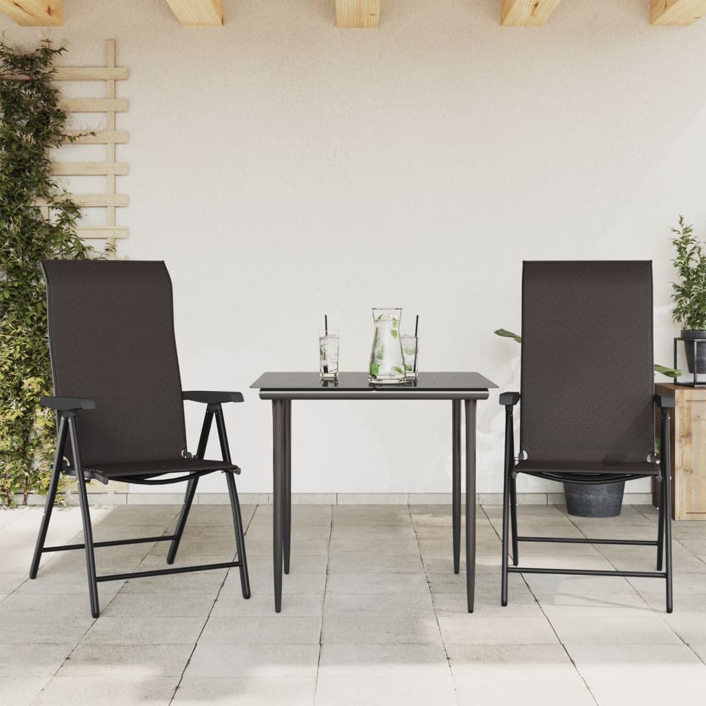 Folding Garden Chairs 2 pcs Black Coffee Poly Rattan - Charlotte Dunes