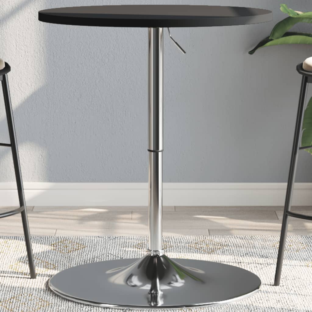 Bar Table Black 60x60x90 cm Engineered Wood and Chromed Steel - Style and Chic