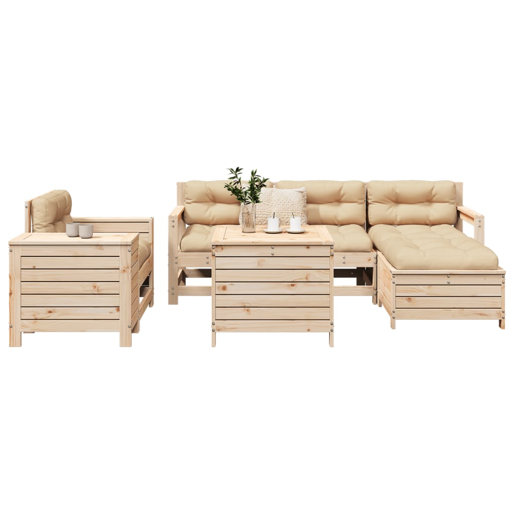 7 Piece Garden Sofa Set Solid Wood Pine - Tyrell & Tyrell