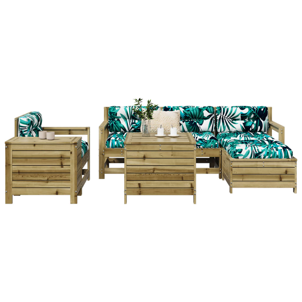 7 Piece Garden Sofa Set Impregnated Wood Pine - vid-3250555 - Decor Base