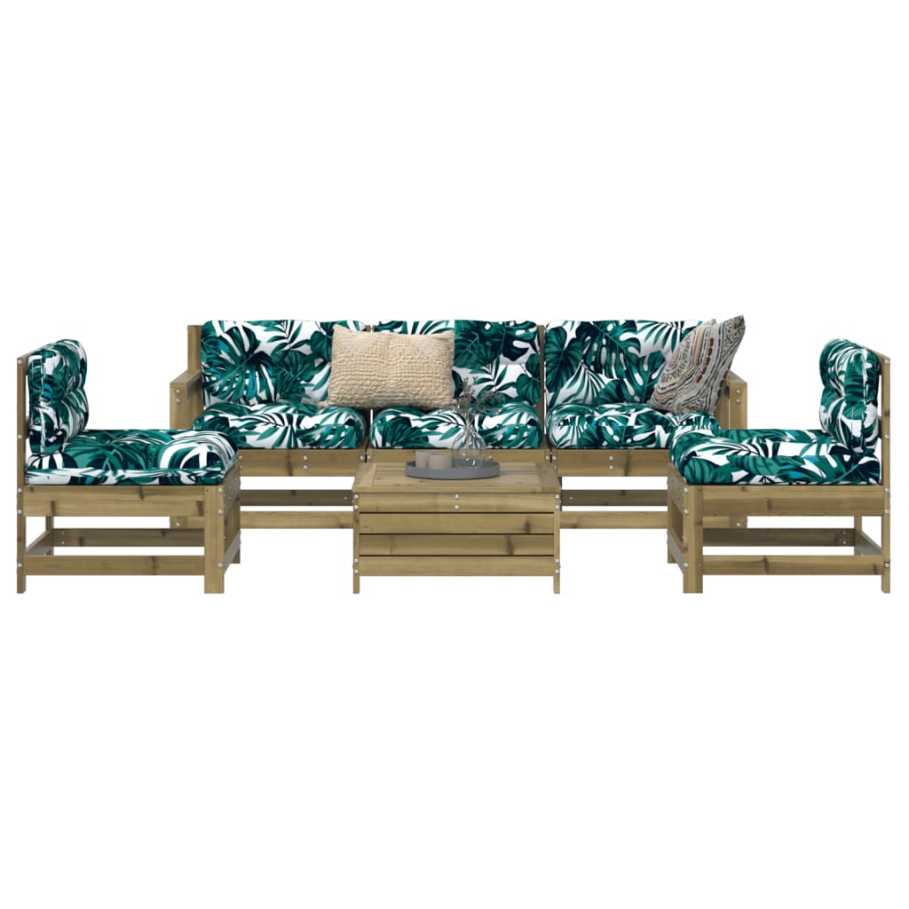 6 Piece Garden Sofa Set Impregnated Wood Pine - vid-3250751 - Decor Base