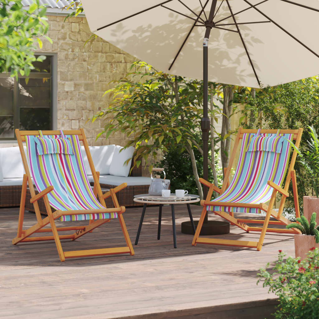 Folding Beach Chairs 2 Pieces Multicolour Fabric - All Things Good