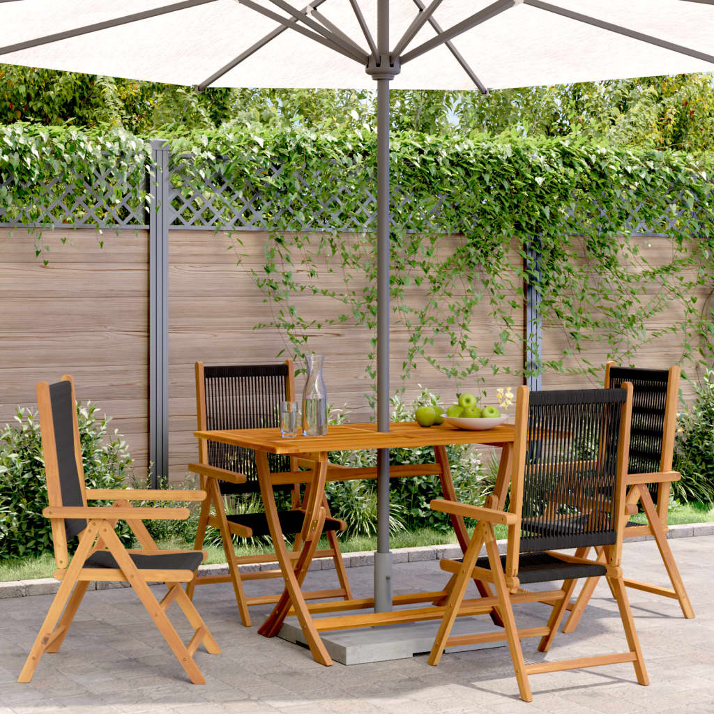 Reclining Garden Chairs 4 Pieces Black Solid Wood Acacia - All Things Good