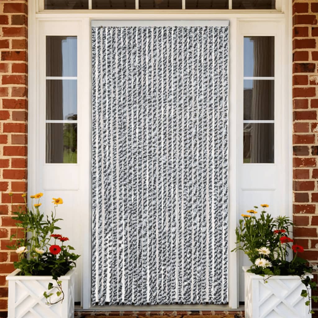 Fly Curtain Grey and Black and White 118x220 cm Chenille - Charlotte Dunes