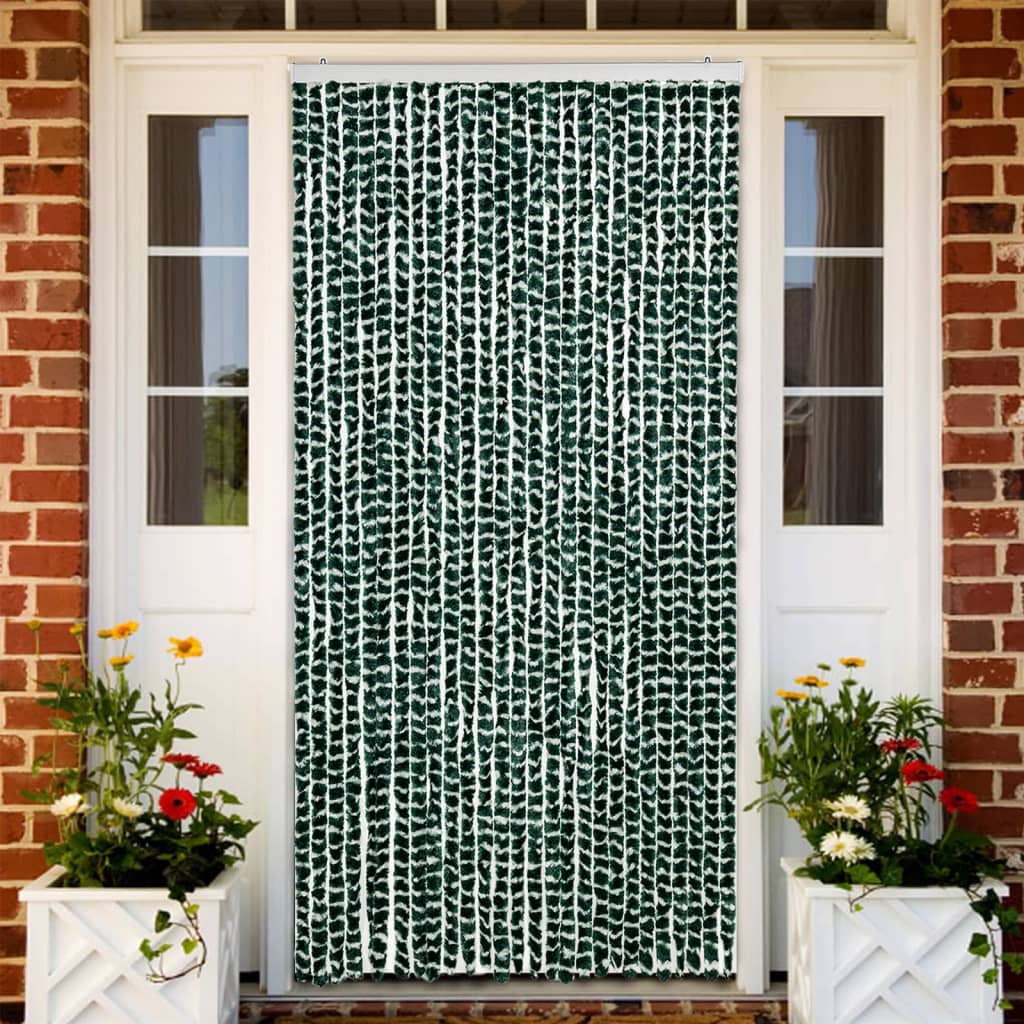 Fly Curtain Green and White 118x220 cm Chenille - Charlotte Dunes