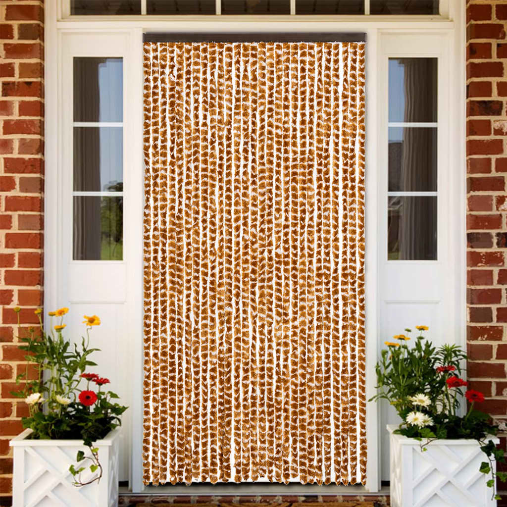 Fly Curtain Ochre and White 118x220 cm Chenille - Charlotte Dunes