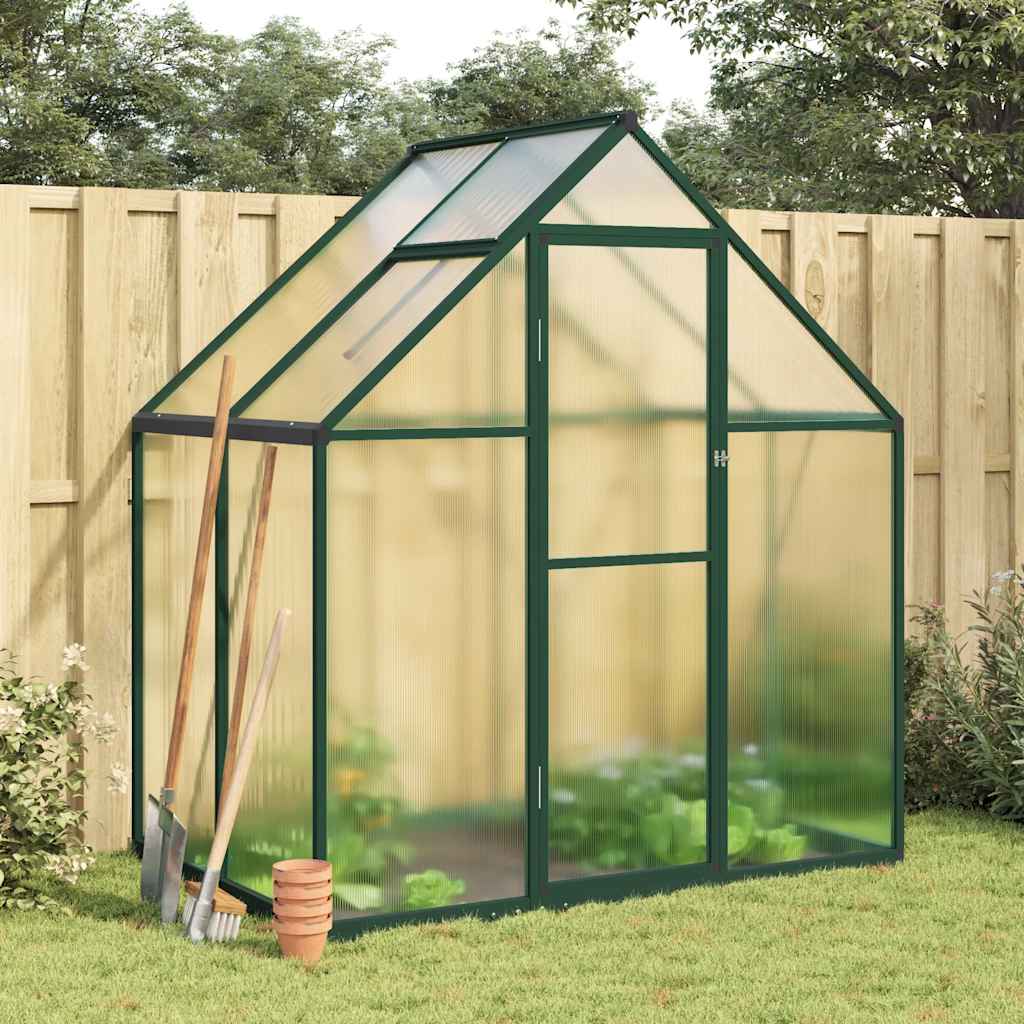 Greenhouse with Base Frame Green 169x114x195 cm Aluminium - Charlotte Dunes