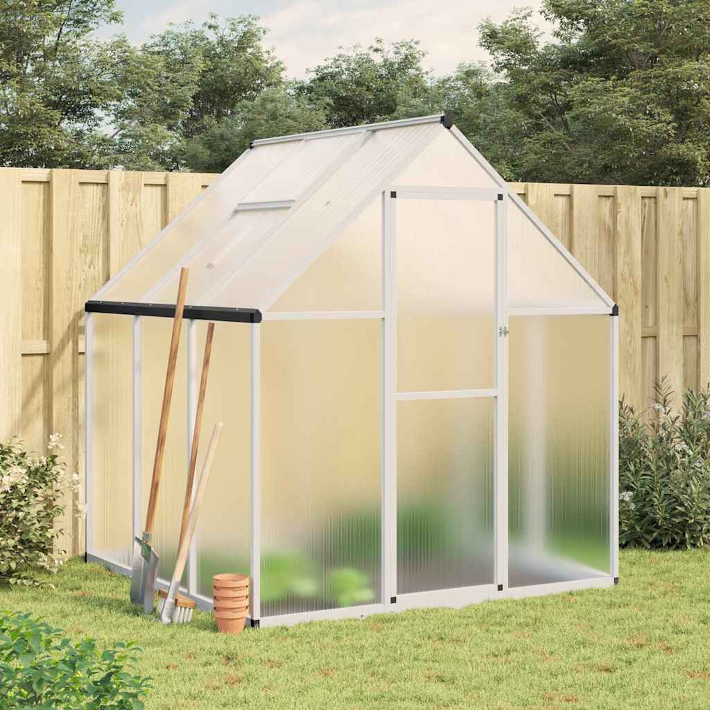 Greenhouse with Base Frame Silver 169x169x195 cm Aluminium - Charlotte Dunes