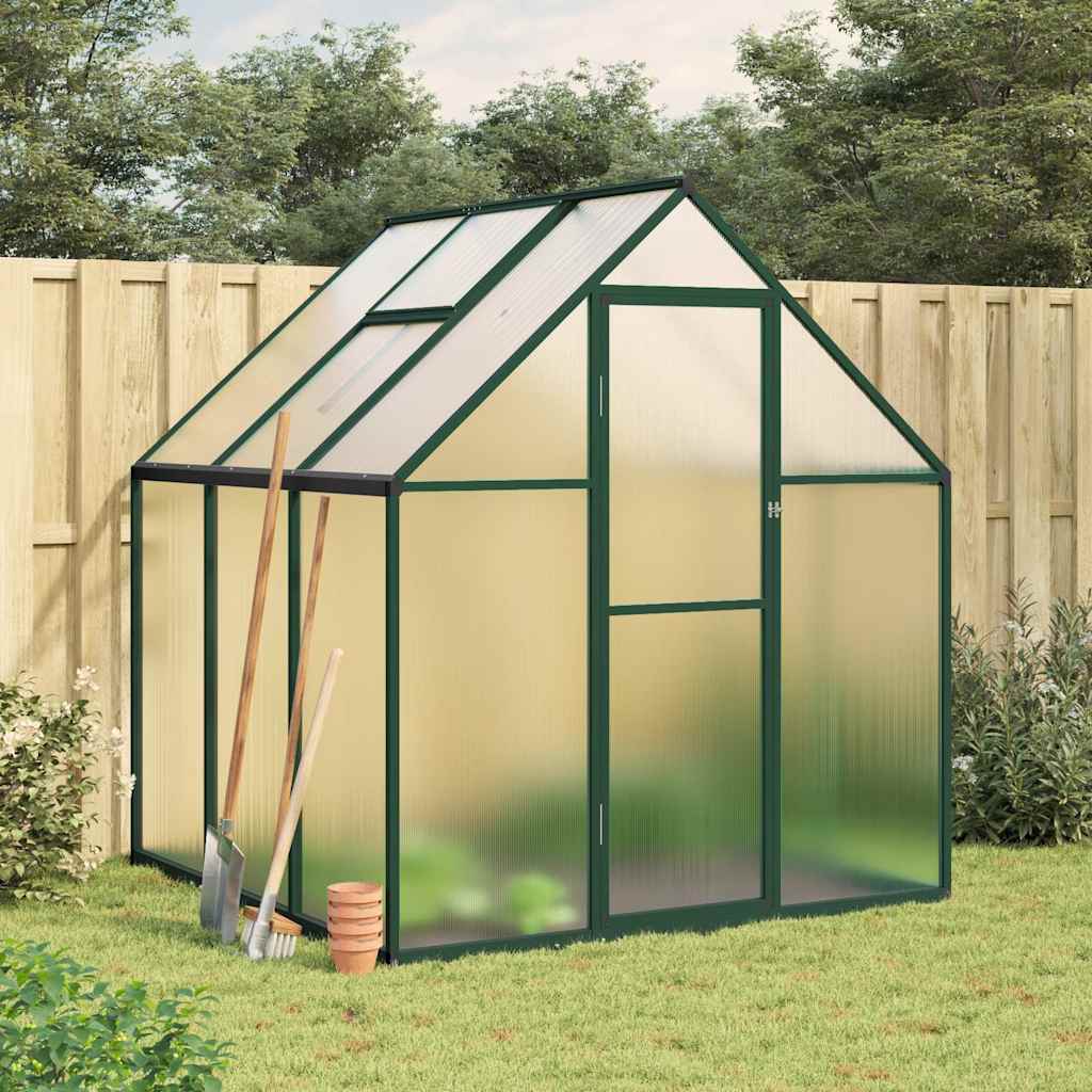 Greenhouse with Base Frame Green 169x169x195 cm Aluminium - Charlotte Dunes