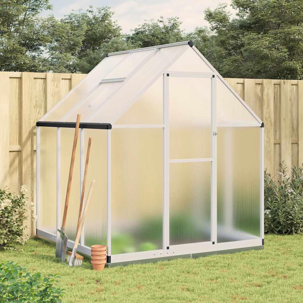 Greenhouse with Base Frame Silver 169x169x202 cm Aluminium - Charlotte Dunes