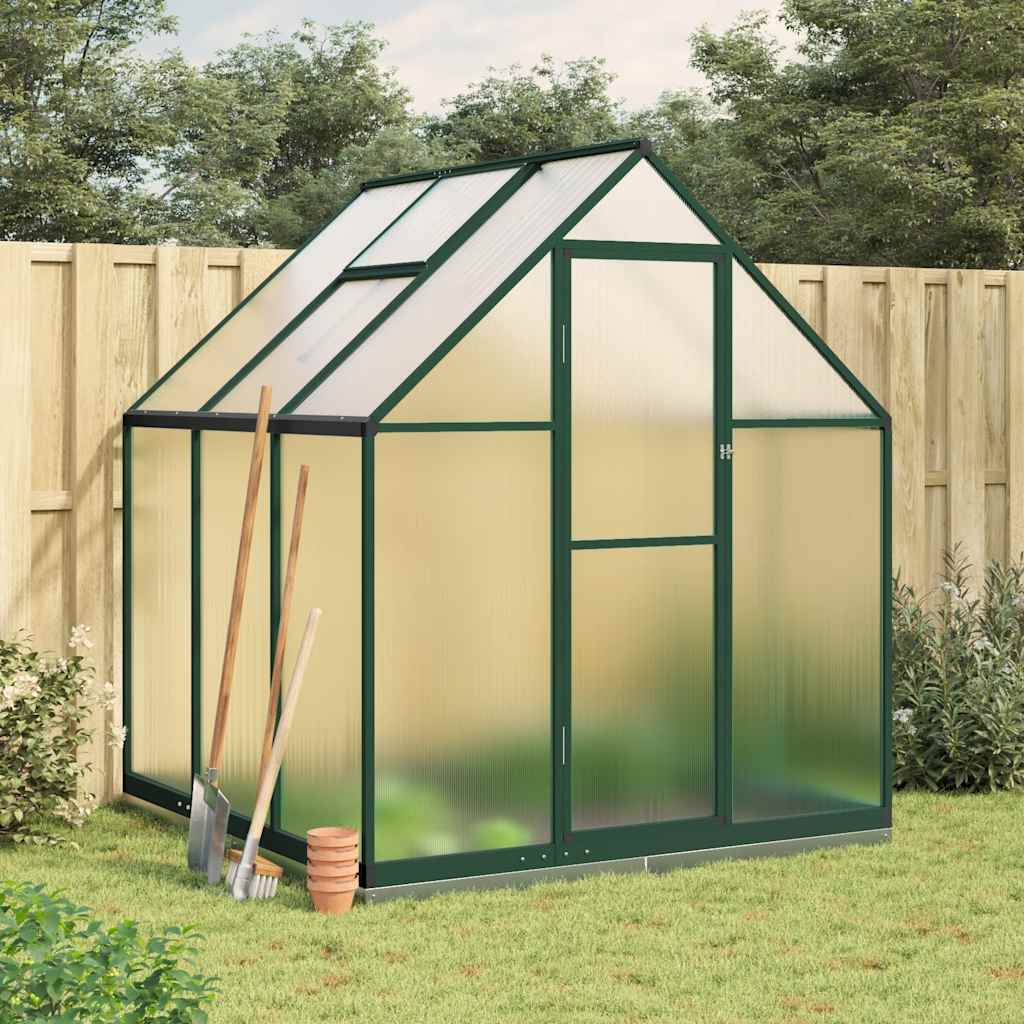 Greenhouse with Base Frame Green 169x169x202 cm Aluminium - Charlotte Dunes