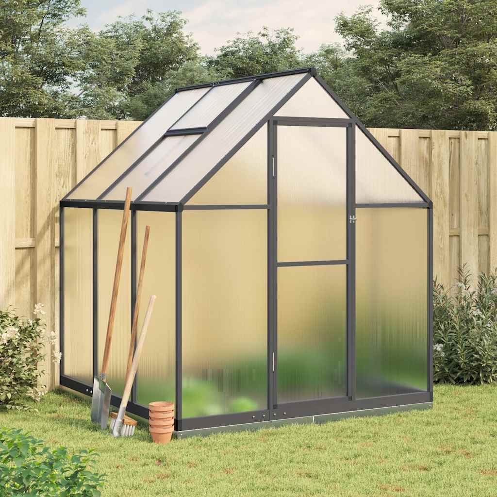 Greenhouse with Base Frame Anthracite 169x169x202 cm Aluminium - Charlotte Dunes
