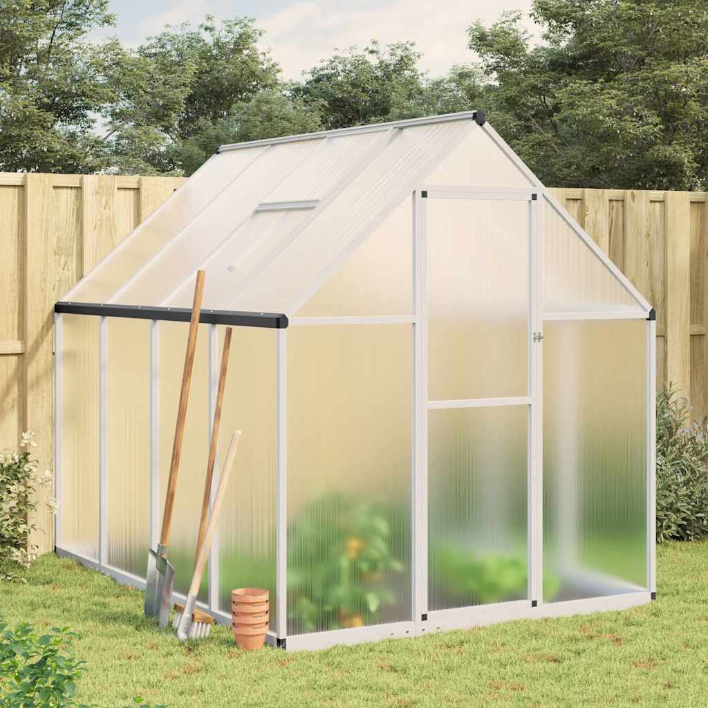 Greenhouse with Base Frame Silver 224x169x195 cm Aluminium - Charlotte Dunes