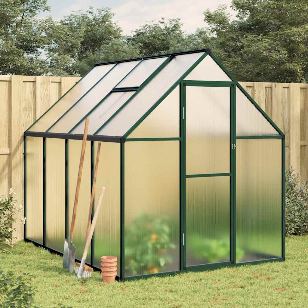 Greenhouse with Base Frame Green 224x169x195 cm Aluminium - Charlotte Dunes