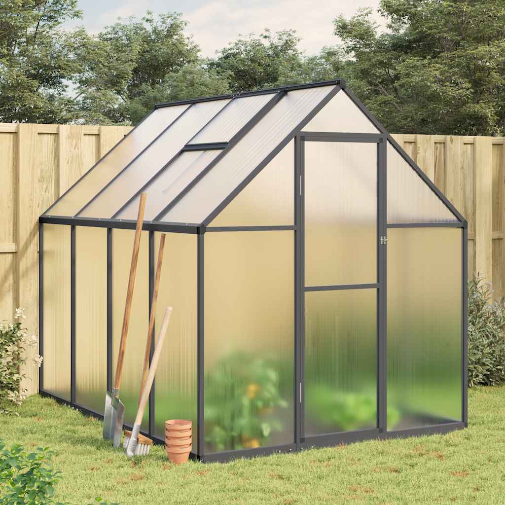 Greenhouse with Base Frame Anthracite 224x169x195 cm Aluminium - Charlotte Dunes
