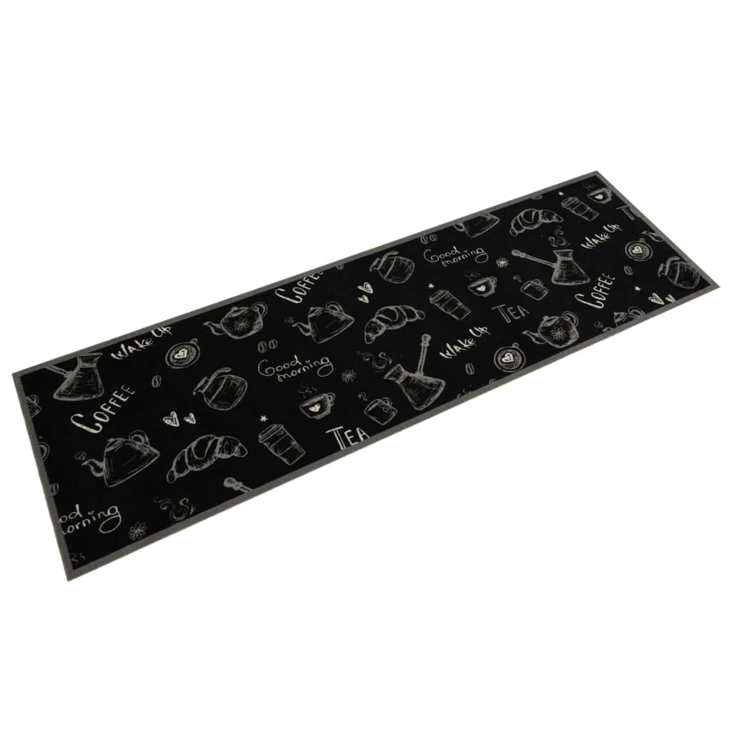 Kitchen Rug Washable Morning Black 45x150 cm Velvet - Decor Base