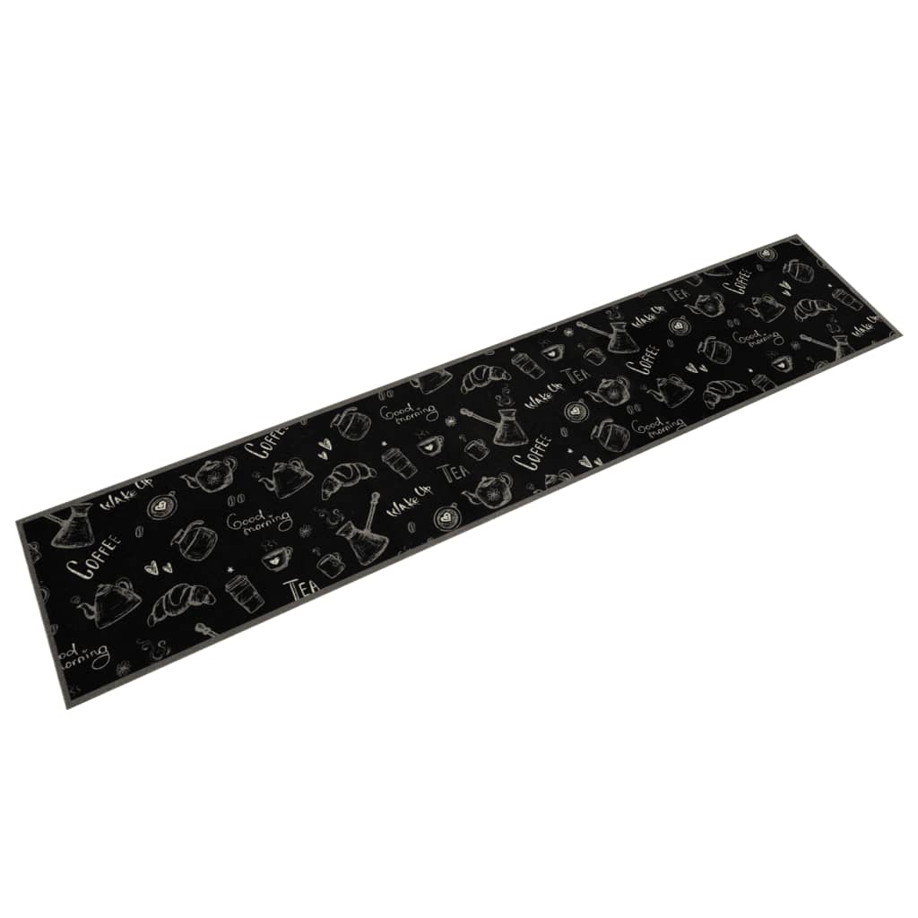 Kitchen Rug Washable Morning Black 60x300 cm Velvet - Decor Base