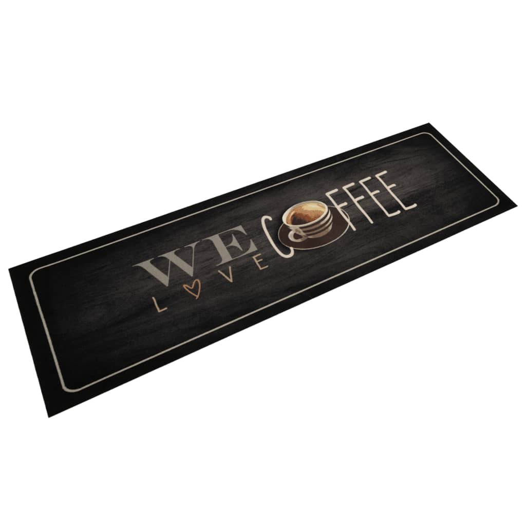 Kitchen Rug Washable Coffee Text 45x150 cm Velvet - vid-4005590 - Casper Homes