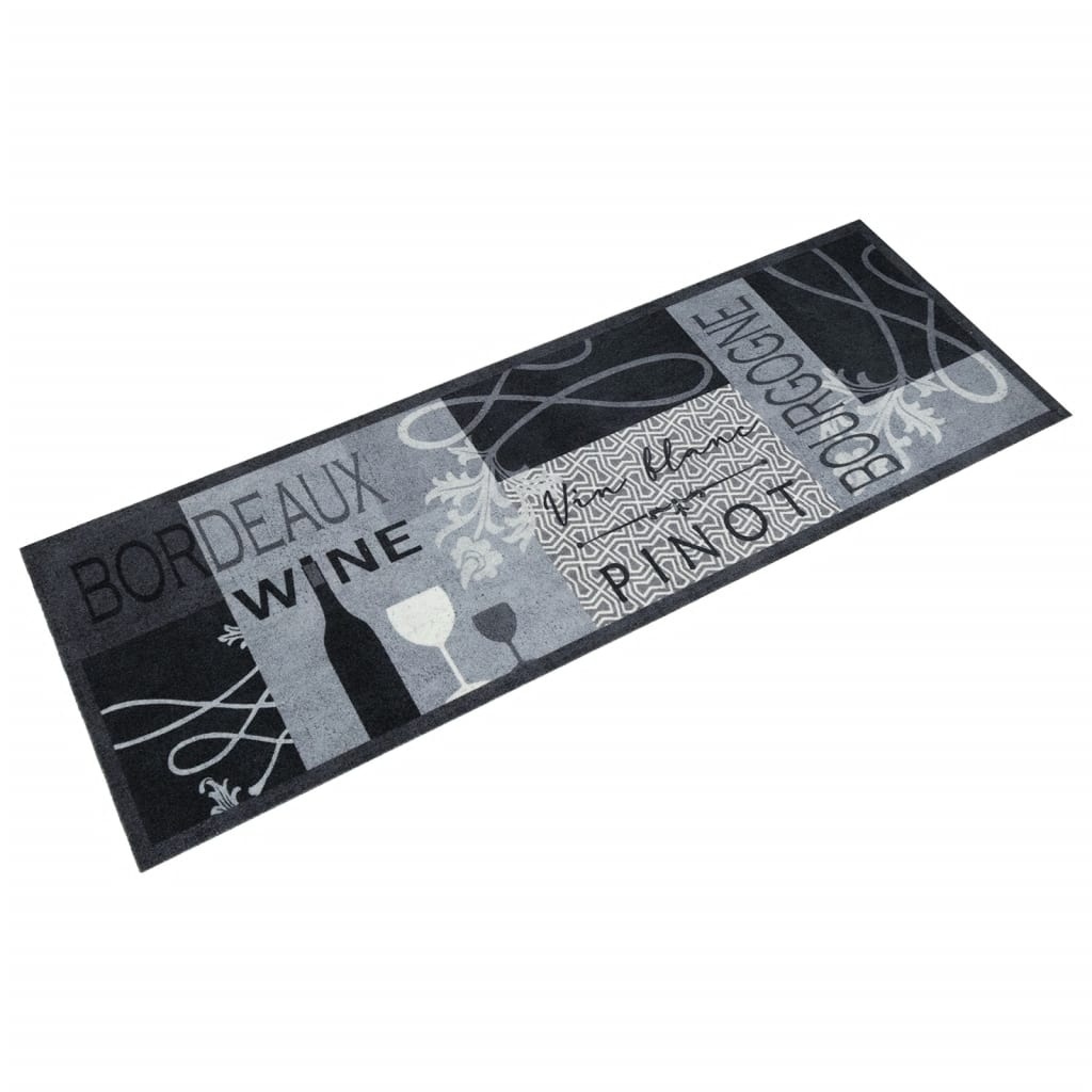 Kitchen Rug Washable Wine Grey 60x180 cm Velvet - Decor Base