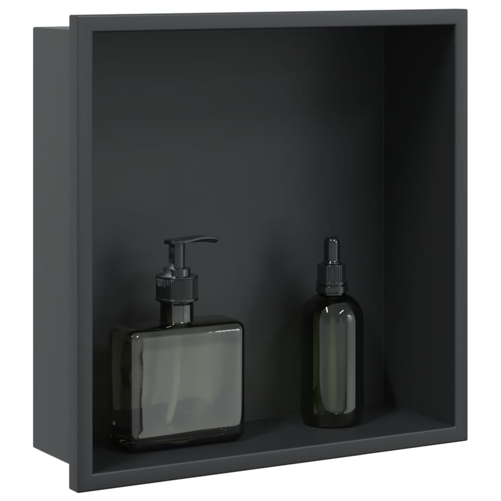 Shower Niche Matt Black 32x32x9 cm Stainless Steel - Direct Imports
