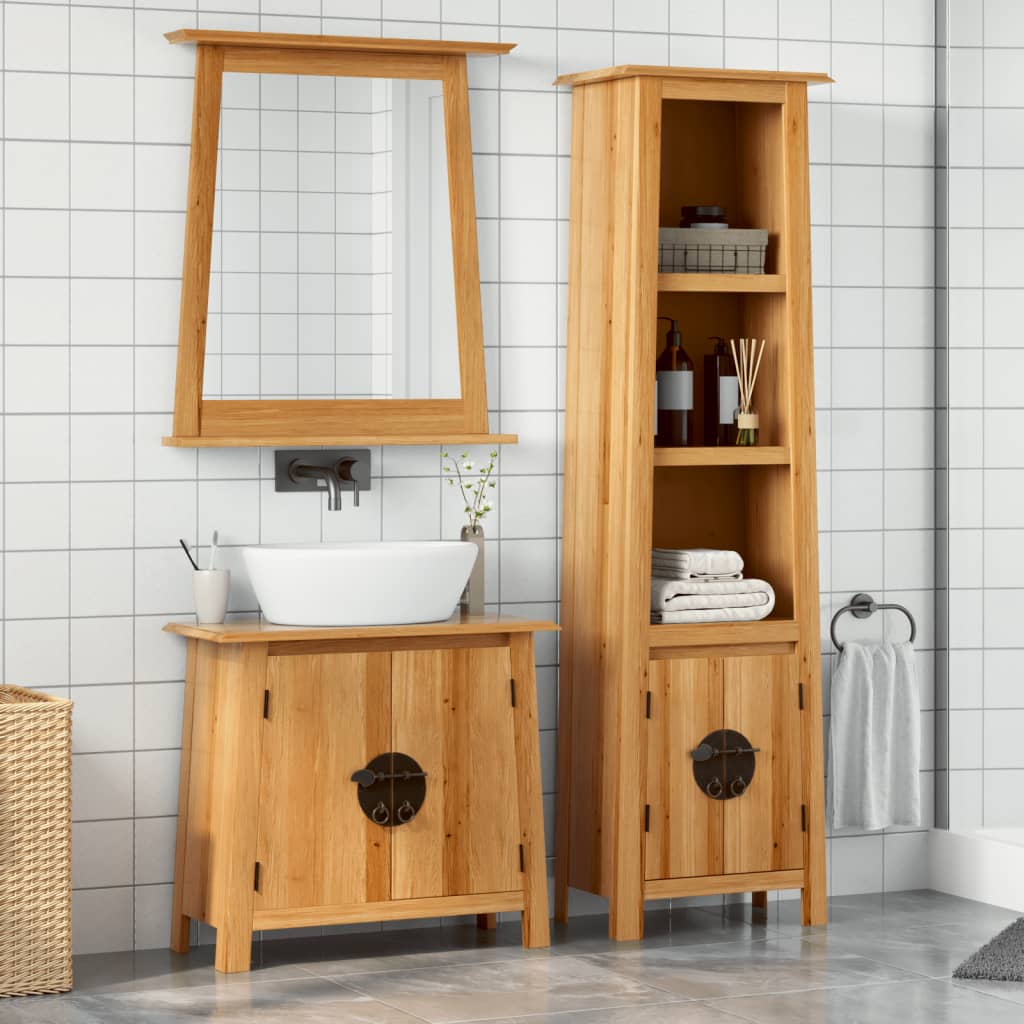 2 Piece Bathroom Furniture Set Solid Wood Pine - Discount Dealers