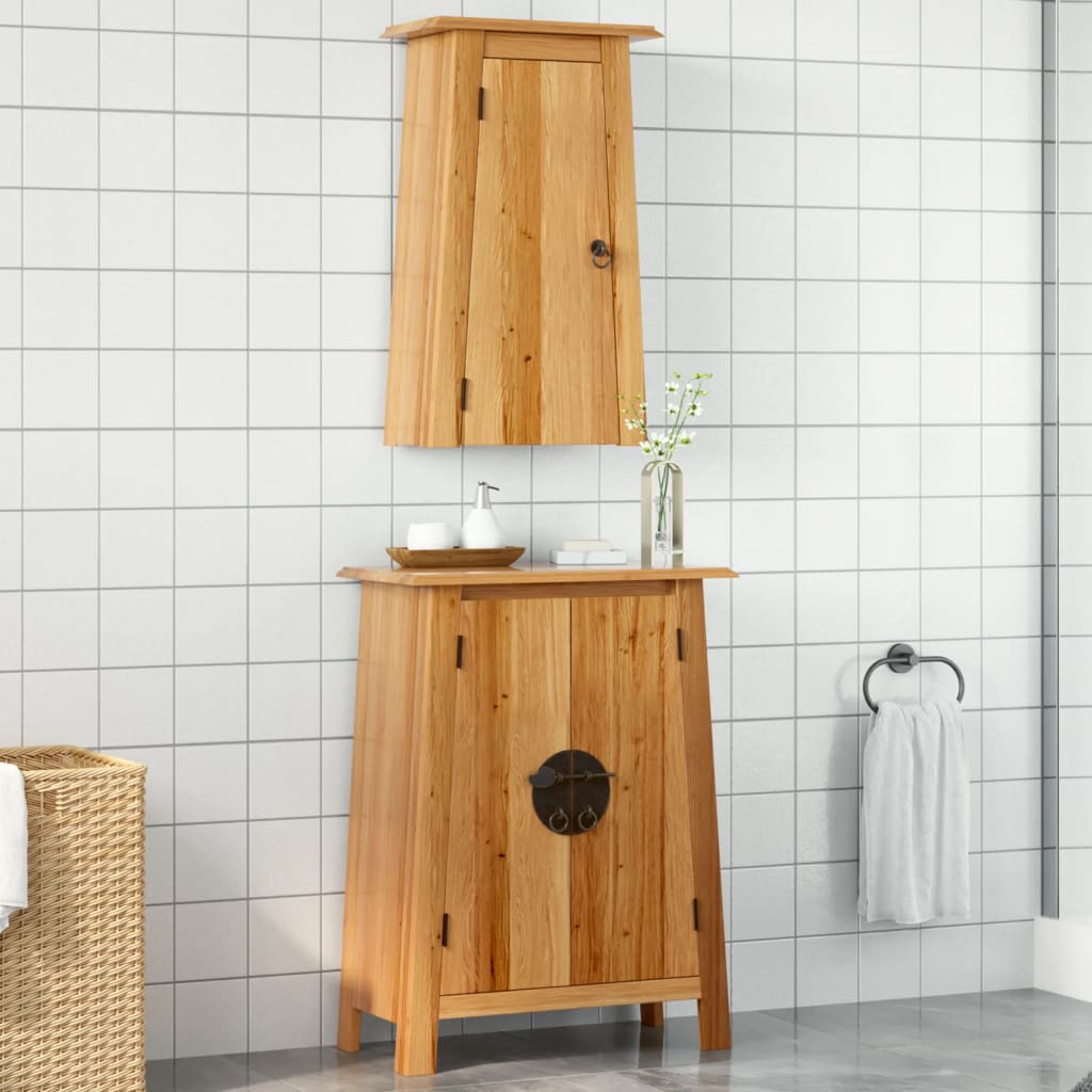 2 Piece Bathroom Furniture Set Solid Wood Pine - vid-3223458 - Brittle & Co