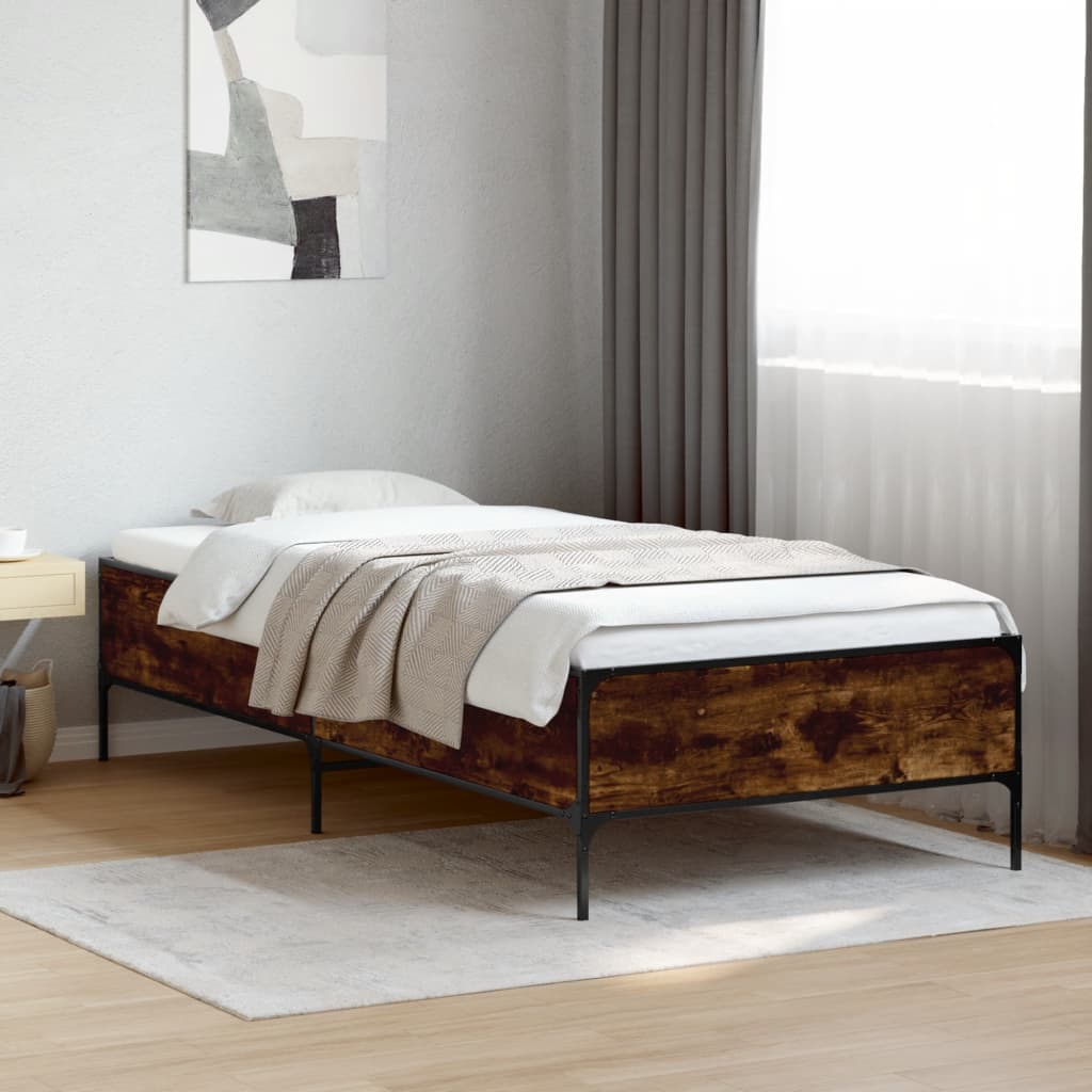 Bedframe Smoked Oak 90x190cm Single - Discount Dealers