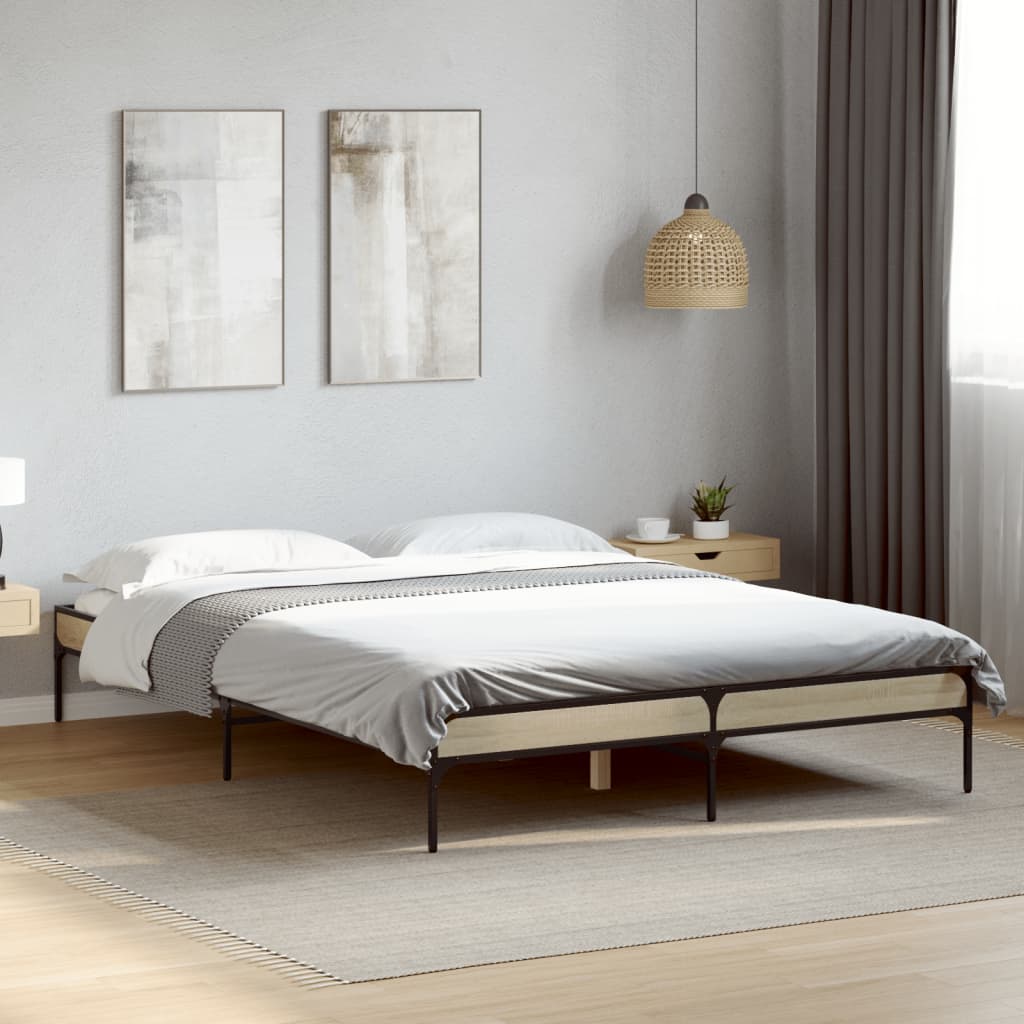 Bedframe Sonoma Oak 150x200cm King Size - Unbeatable Bargains