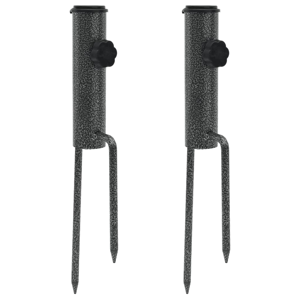 Parasol Stands with Spikes 2 pcs 9x35 cm Galvanised Steel - Design Hut