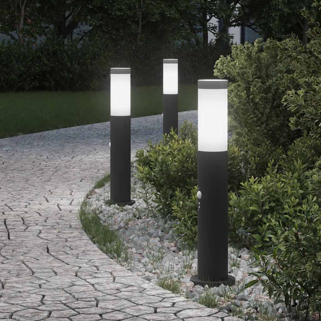 TONGLEN Bollard Lights with Sensor 3pcs 50 cm Stainless IP44 Steel - Design Hut
