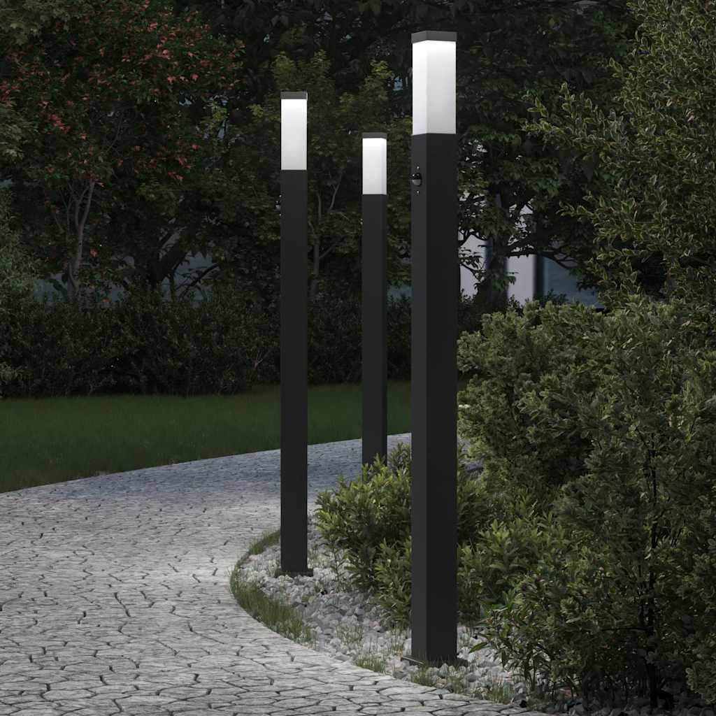 TONGLEN Bollard Lights with Sensor 3 pcs 110 cm IP44 - Black - Design Hut