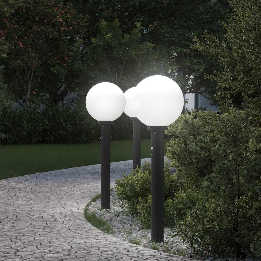 TONGLEN Bollard Lights with Sensor 3 pcs 80 cm IP44 - Black - Design Hut