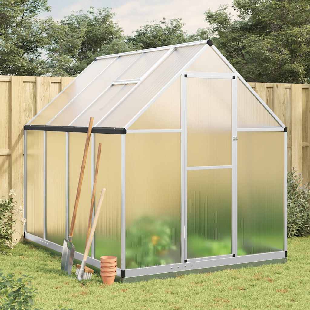 Greenhouse with Base Frame Silver 224x169x202 cm Aluminium - Charlotte Dunes
