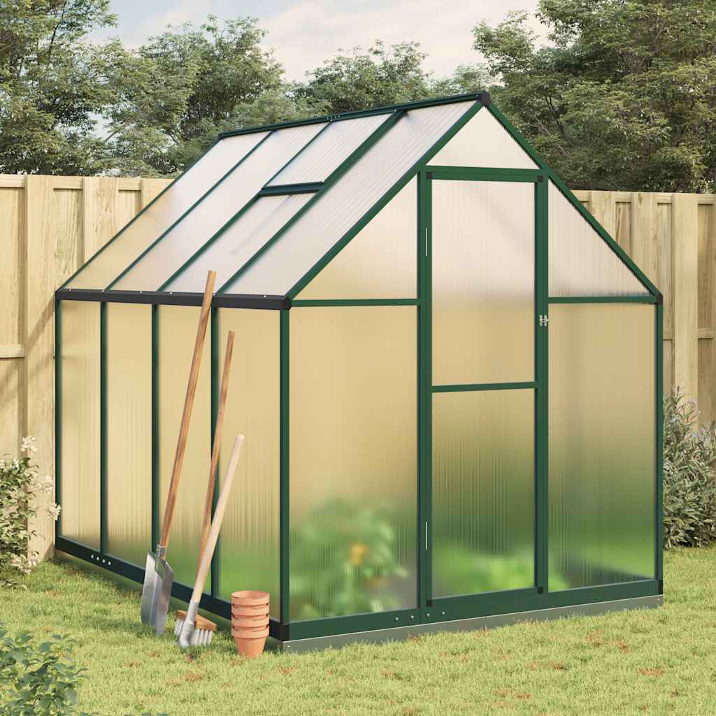 CHRIDG Greenhouse with Base Frame 224x169x202 cm Aluminium - Green - Charlotte Dunes