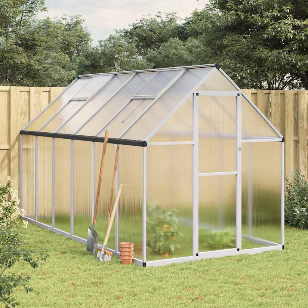 Greenhouse with Base Frame Silver 334x169x195 cm Aluminium - Charlotte Dunes