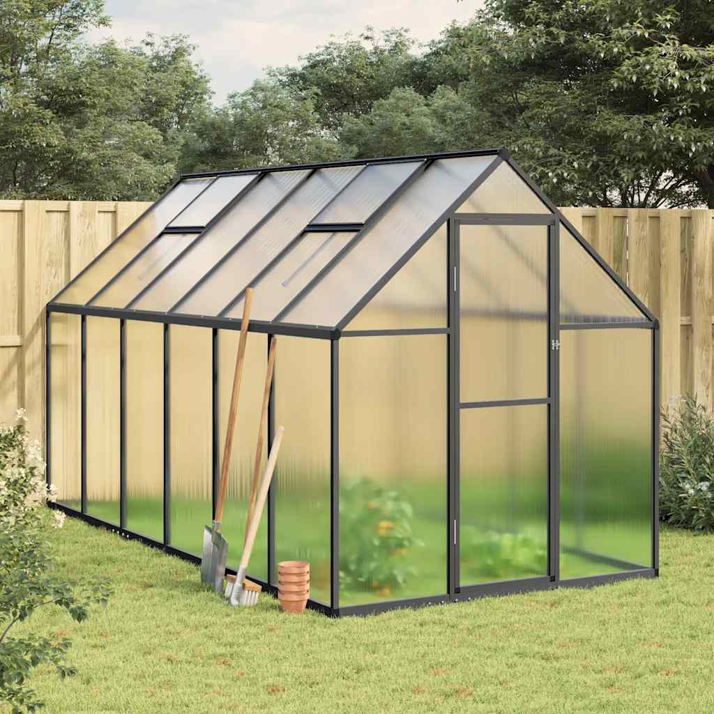 Greenhouse with Base Frame Anthracite 334x169x195 cm Aluminium - Charlotte Dunes