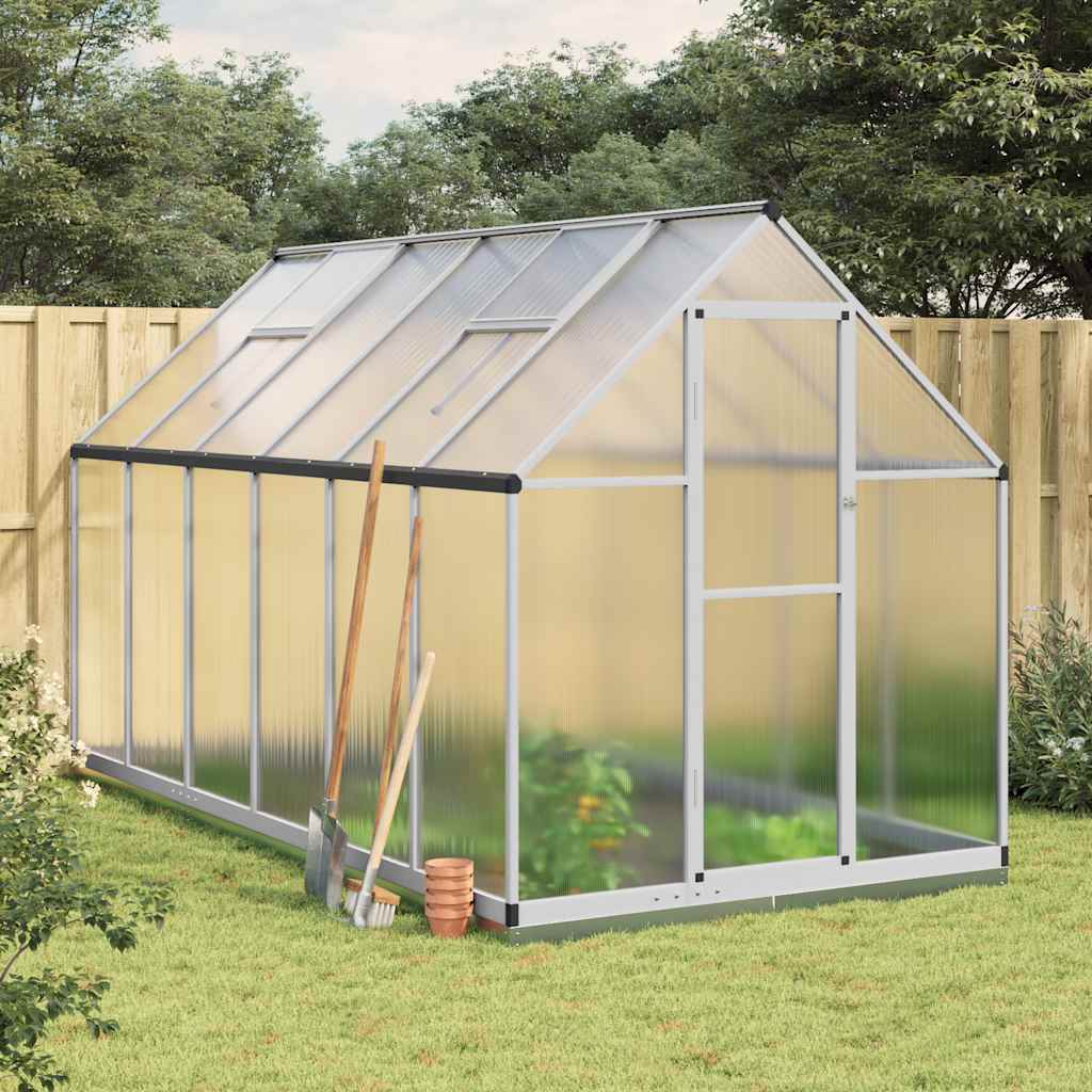 Greenhouse with Base Frame Silver 334x169x202 cm Aluminium - Charlotte Dunes