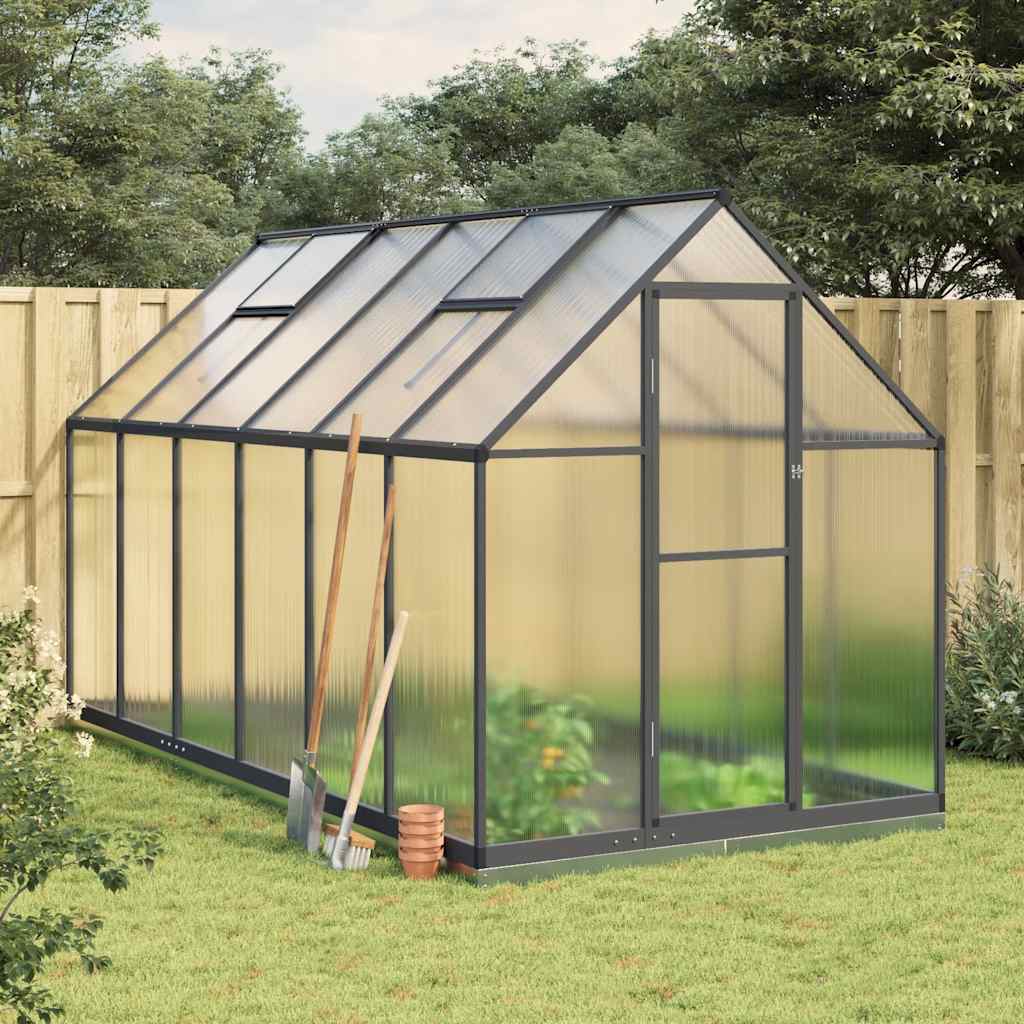 Greenhouse with Base Frame Anthracite 334x169x202 cm Aluminium - Charlotte Dunes