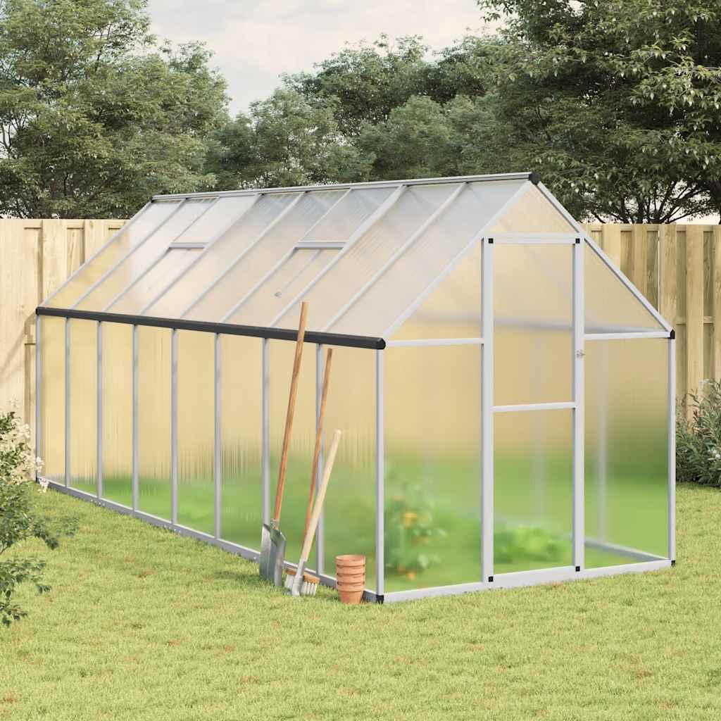 Greenhouse with Base Frame Silver 445x169x195 cm Aluminium - Charlotte Dunes