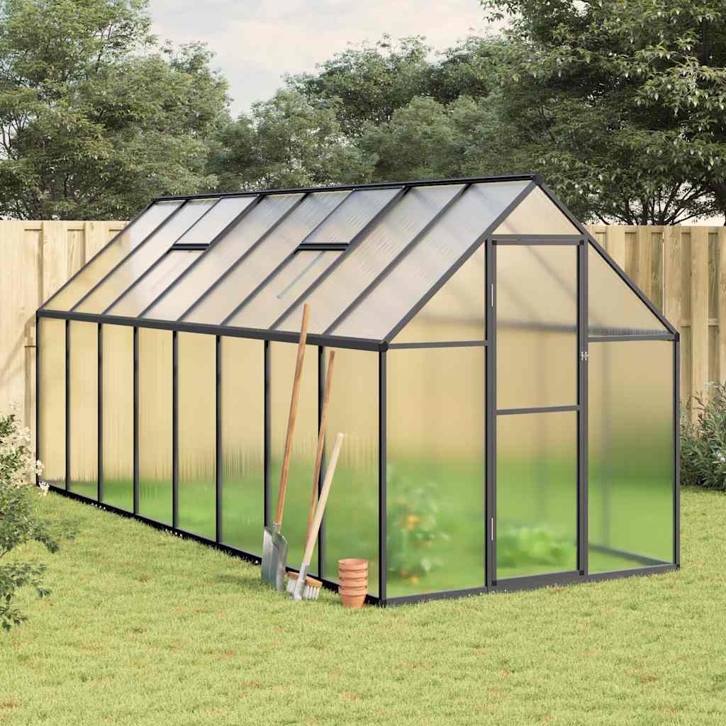 Greenhouse with Base Frame Anthracite 445x169x195 cm Aluminium - Charlotte Dunes