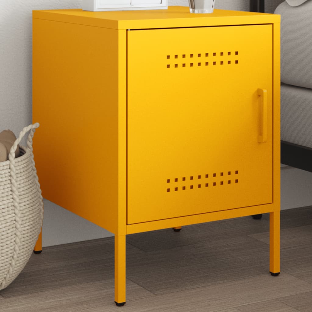 Bedside Cabinet Mustard Yellow 36x39x50.5 cm Steel - vid-842916 - Discount Dealers